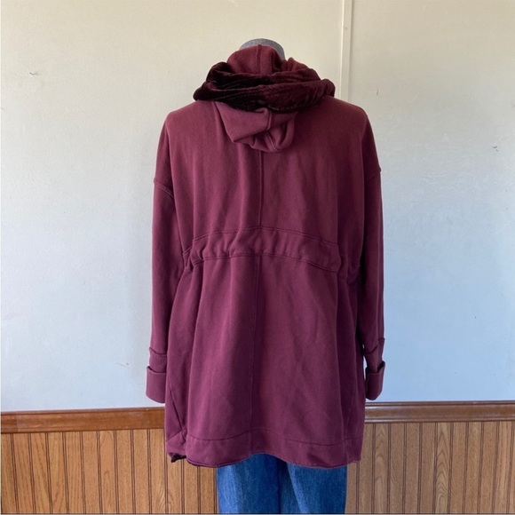Free People Dark Berry Burgundy Westwood Velvet Trim Cardigan XS - Picture 3 of 6